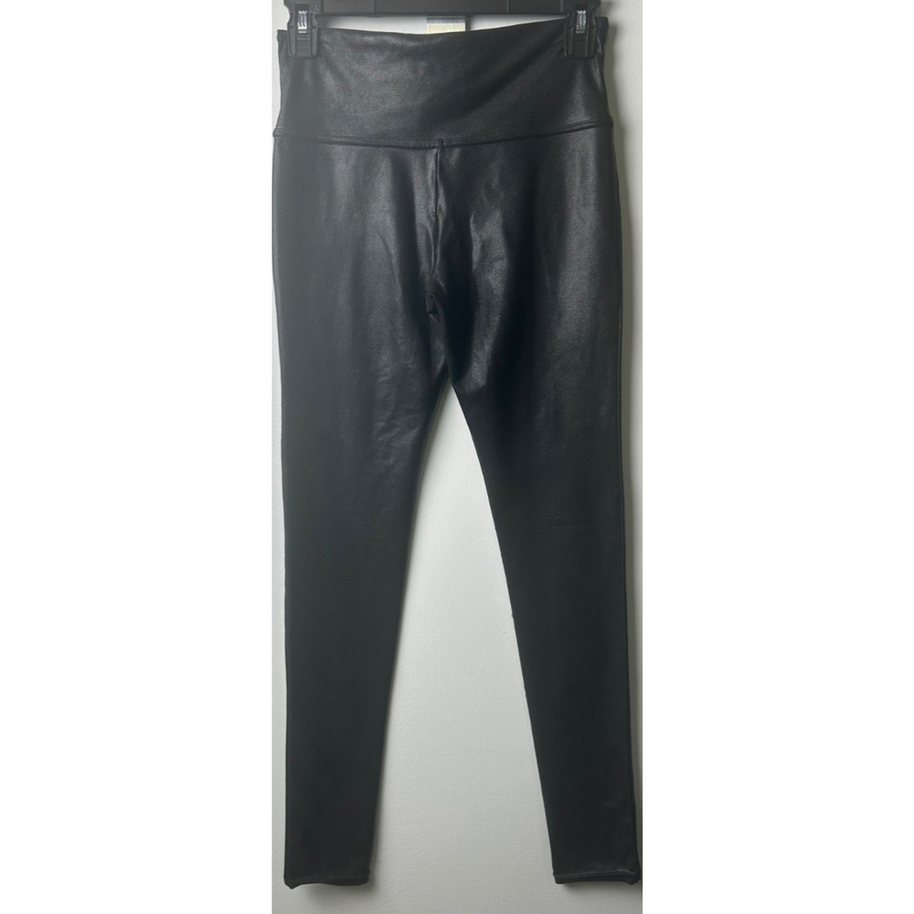 Spanx Faux Leather Leggings Black Shapewear Womens M Fitted Classic A45 - Picture 4 of 6